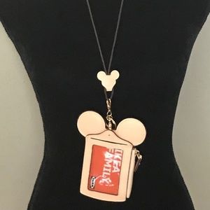 New Mickey Ear ID Card Holder & Lanyard Beige